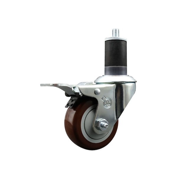 Service Caster 3'' Maroon Poly Swivel 1-5/8'' Expanding Stem Caster Total Lock Brake SCC-EXTTL20S314-PPUB-MRN-158 - main